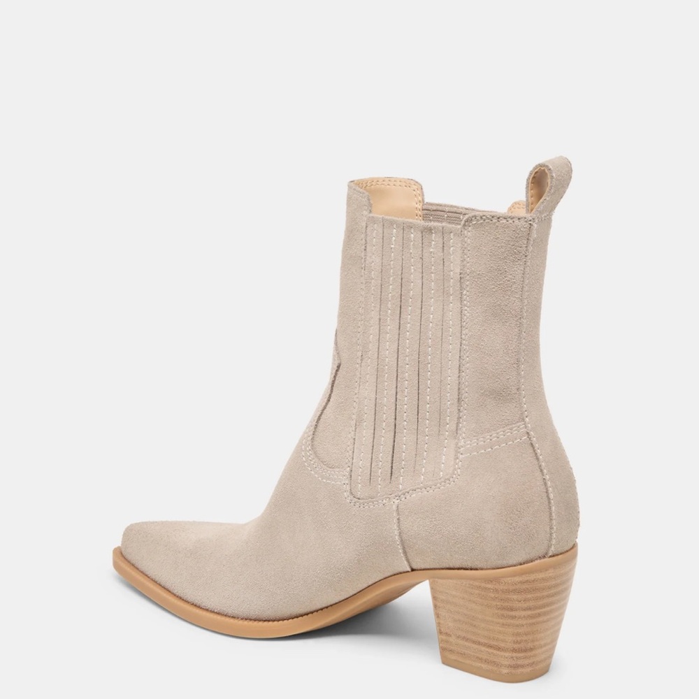 Dolce Vita Slim Booties Taupe Suede